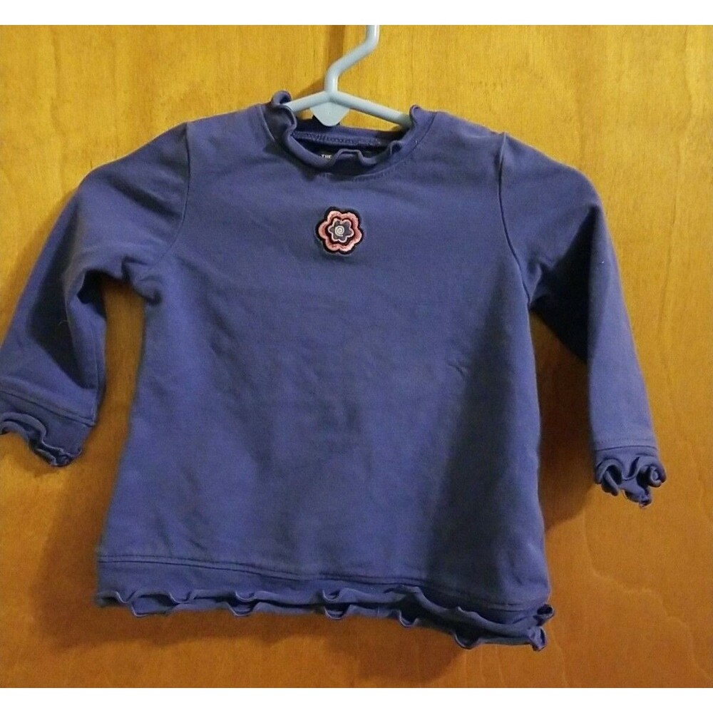 Girl's The Children's Place 6-9 months long sleeve blue shirt ruffles
